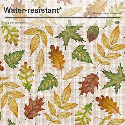 YCness Autumn Maple Leaves Tablecloth, Thanksgiving Autumn Harvest Watercolor Ginkgo Biloba Abstract Geometry Leaves Table Cover for Party Picnic Dinner Decor 60x60 Inch Round