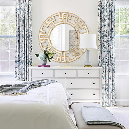 Chende Large Gold Mirrors for Decor, 44'' Round Wall Mirrors for Dining Room Entryway, Elegant Decorative Mirror with Wooden Frame for Living Room, Bedroom, Fireplace