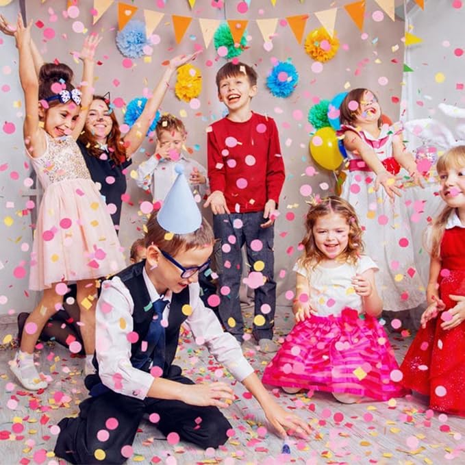 JOYIT Pink & Gold Confetti 3.5 oz – Vibrant Tissue Paper Circles for Birthdays, Baby Showers, Weddings & Bachelorette Parties | Perfect for Table Decor, Balloon Stuffers & Photo Backdrops
