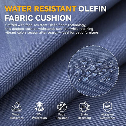 Patio Cushions for Outdoor Furniture - 22" x 25" x 4" UV Resistant Thick Foam Cushions Water Resistant Replacement Cushion for Outdoor Patio Furniture Chair/Sofa/Couch | Blue | 2-Pack |