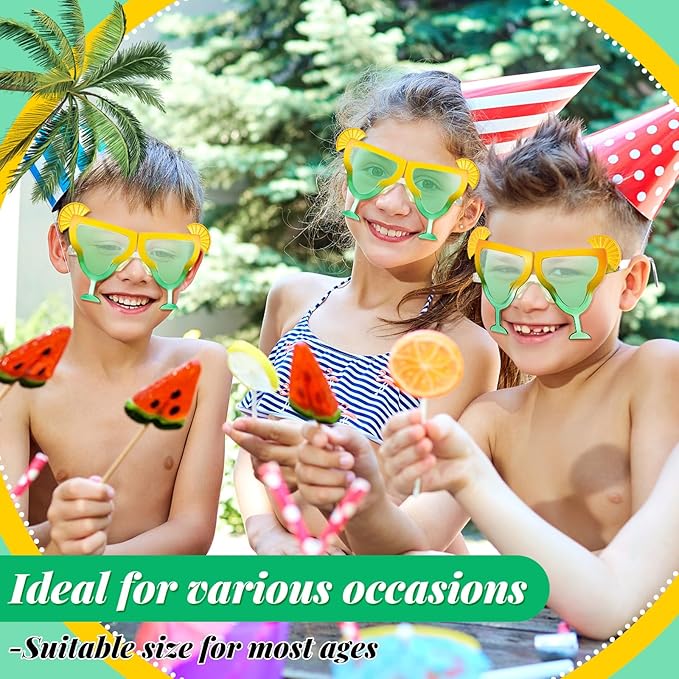 6 Pcs Margarita Funny Sunglasses Party Decor Eyeglasses Hawaiian Sunglasses for Summer Beach Luau Tropical Party(Green)