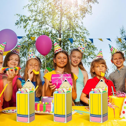Harloon 50 Pcs Pencil Gift Boxes Teacher Thank You Gift in Bulk Graduation Pencil Popcorn Treat Boxes Back to School Candy Popcorn Holders for Classroom Office