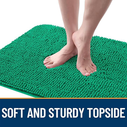 OLANLY Dog Door Mat for Muddy Paws 44x24, Absorbs Moisture and Dirt, Absorbent Non-Slip Washable Doormat, Quick Dry Chenille Mud Mat, Entry Indoor Entryway Carpet for Inside Floor, Emerald Green