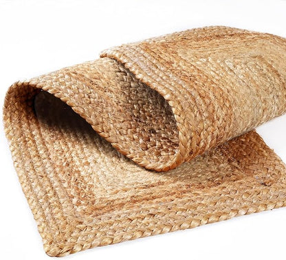 VDS Pack of 1 - Rectangle Jute Rug Braided Table Runner 100% Natural Burlap Reversible Rustic Hessian Table Cloth Centerpiece for Wedding ,Home, Kitchen, Table Decoration (Size 13x36 Inch) (Natural)