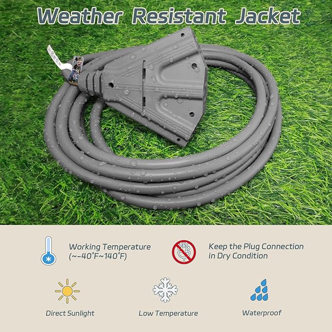 EP 2 Pack 6 Ft Outdoor Extension Cord with 3 Electrical Power Outlets - 16/3 SJTW Grey Cable with 3 Prong Grounded Plug for Safety Great for Christmas Lights, Garden and Major Appliances