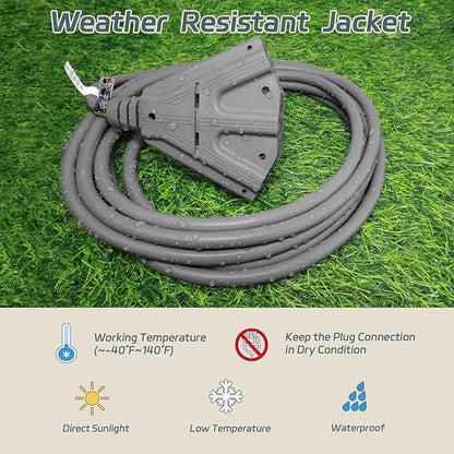 EP 2 Pack 6 Ft Outdoor Extension Cord with 3 Electrical Power Outlets - 16/3 SJTW Grey Cable with 3 Prong Grounded Plug for Safety Great for Christmas Lights, Garden and Major Appliances