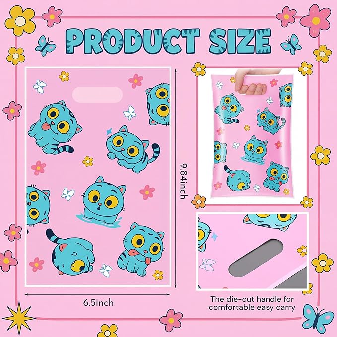 Eccliy 30 Pcs Kpop Goodie Bags Blue Cat Party Favors Bags Cartoon Kpop Team Band Inspired Goodie Candy Gift with Handles