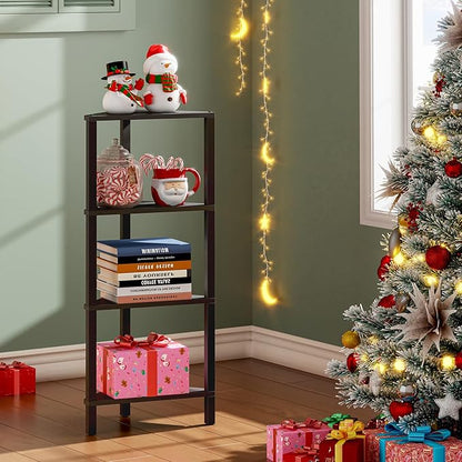 TUTOTAK Corner Shelf, 4-Tier Corner Bookshelf