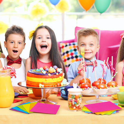 150 Pieces Colorful Rainbow Paper Napkins Cocktail Napkin Beverage Luncheon Napkins 2 Ply for Party Favors, 6 Colors