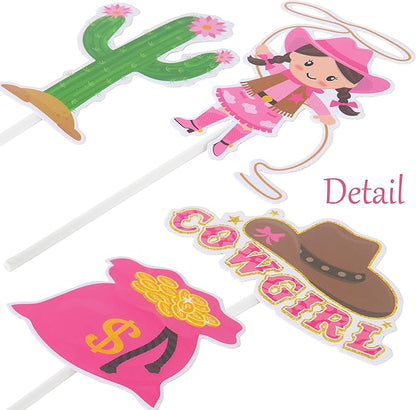 36Pcs Cowgirl Cupcake Toppers Western Theme Cake Decorations Pink Cowgirl Cupcake Toppers for Western Cowgirls Birthday Party Baby Shower Supplies