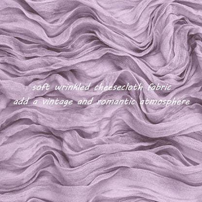 12 Pack 10Ft Cheesecloth Table Runner 35x120 Inch Boho Gauze Table Runner Cheese Cloth Long Table Runner Romantic Table Runner for Wedding Bridal Shower Birthday Party Table Decor (Light Purple)