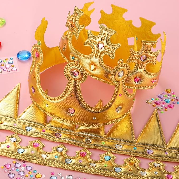 Yaomiao 44 Pcs Birthday Foam Crowns for Kids Princess Tiaras King Hat Bulk Diamond Sticker Kits for Crown Party Supplies