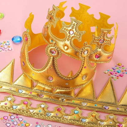 Yaomiao 44 Pcs Birthday Foam Crowns for Kids Princess Tiaras King Hat Bulk Diamond Sticker Kits for Crown Party Supplies