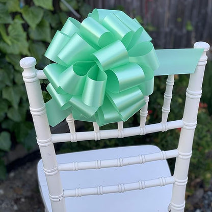 Large Mint Green Ribbon Pull Bows - 9" Wide, Set of 6, St. Patrick's Day, Easter, Spring, Earth Day, Wreath, Swag, Garland, Gift Wrap, Baskets, Fundraiser, Birthday, Party Decor, Office