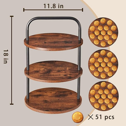 Cupcake Stand, Tower-Style for 50 Cupcakes - Large 3-Tier Dessert Table Display & Serving Tray Set, Tiered MDF Cake Stand for Wedding Birthday Baby Shower (1 Pack)