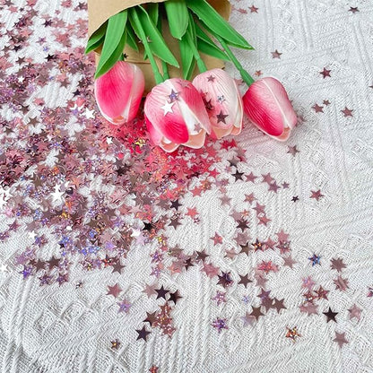 WEIKA 60g Star Confetti Glitter Star Table Confetti, Metallic Foil Star Glitter, Table Decorations for Party Wedding birthday graduation Decorations(Glitter Rose Gold Set, 10mm and 6mm)
