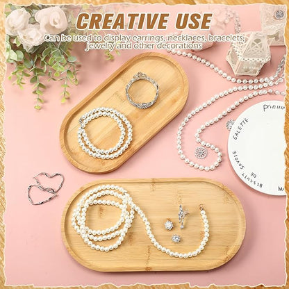 Geetery 12 Pcs Wood Serving Trays 10 and 12 Inch Charcuterie Boards Oval Wooden Plates Serving Platter Cheese Dinner Plates Bulk for Dessert Snack Bread Fruit Appetizer Dishes(Bamboo Wood)