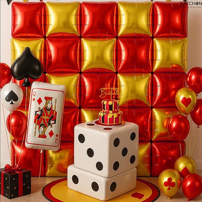 KatchOn, Red Green Gold and Silver Square Foil Balloons - 19 Inch, Pack of 25 | Graduation Balloons Wall for Graduation Decorations 2026, Casino Theme Party Decorations,