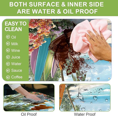 ANNA QUEEN Hot Air Balloon Summer Flower Picnic Table Cover 6FT with Bench Covers Picnic Table Cover Set 3PCS 72"x30", Outdoor Bench and Tablecloth Furniture Protection