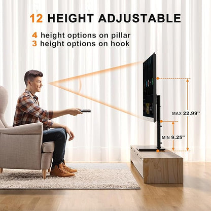 XINLEI Universal Swivel TV Stand Base Table Top TV Stand for 32-75 Inch TVs 60 Degree Swivel, 12 Height Adjustable Monitor Mount Stand, Max VESA 600x400mm,Holds up to 99lbs TS204