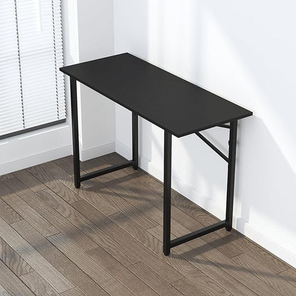 Lutown-Teen Folding Computer Desk 47 inch Writing Gaming Computer Camping Table, No Assembly Required Home Office Desk, Black