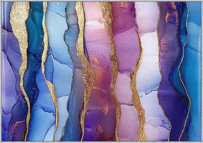 Irregular Marble Abstract Area Rug, Blue Purple Gold Pattern Carpet, Washable Non Slip Low Pile Soft Thin, Living Room Bedroom Home Decor Mat 4x6ft