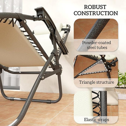 Outsunny Zero Gravity Chairs Set of 2, Reclining Folding Zero Gravity Lounge