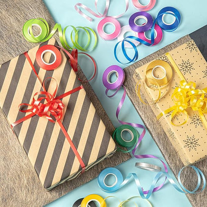 Halloween Curling Ribbons for Crafts Bows Present Wrapping Florist Wedding Party Festival Art Craft Decor, 11 Yards Per Roll, 3/16 Inch Wide 3/16" - Set7