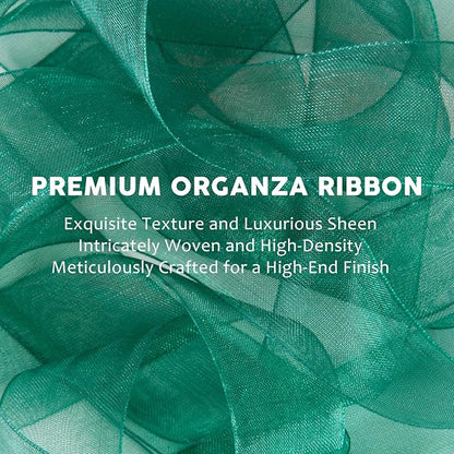 Organza Ribbon Set - Assorted Sheer Ribbons, 1" x 90 Yds, Colored, Clear, Chiffon, Tulle for Flower Bouquet, Gift Wrapping, Christmas Tree, Wedding Invitations, Wreaths, Bows, Crafts