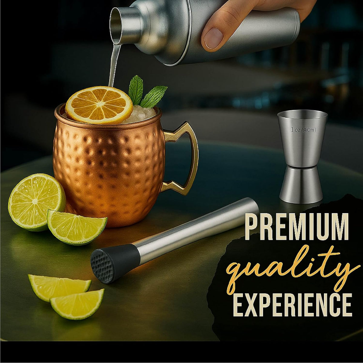 Moscow Mule Kit Gift Set - 2 Copper Mugs - 11 Botanicals - Stainless Steel Shaker & Jigger - Mudder - Recipe Book - Moscow Mule Cocktail Kit - Basket Gifts for Women - Unique Accessories for Infusion