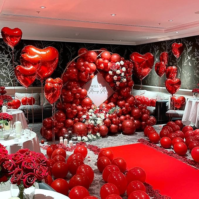 Red Balloon Garland Arch Kit - 110pcs Matte Latex Balloons in 5/10/12/18 Inch Sizes for Birthdays, Weddings, Holidays