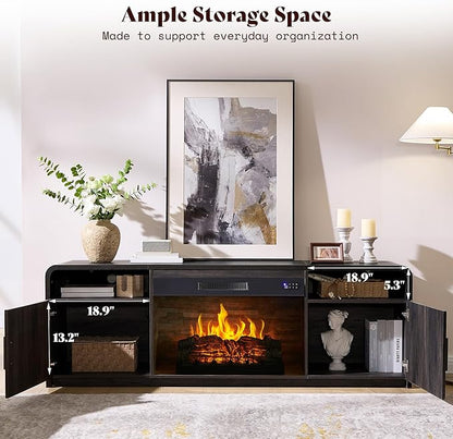 AMERLIFE 70" Fluted Fireplace TV Stand
