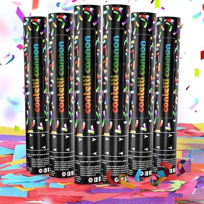 6 Pack Biodegradable Confetti Cannon Poppers, Confetti Shooter, Party Popper for Celebration, Birthday, Graduation, New Year's Eve Party