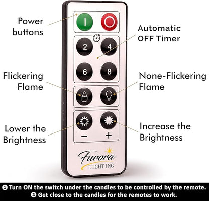 FURORA LIGHTING White Glitter Real Wax Flameless LED Candles with Remote & Timer (2/4/6/8 H), Battery Operated for Safety and Elegance, Pack of 8