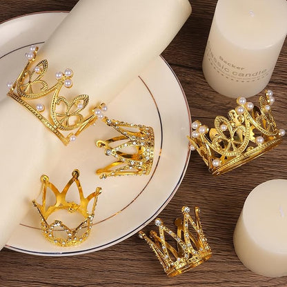 30 Pcs Crowns for Flower Bouquets, Gold Crown Cake Topper, Mini Crown for Flower Bouquet, Pearl Tiara Princess Gold Crown for Wedding Baby Shower Birthday Girl Lady Bridal Party Cake Decor 3 Style