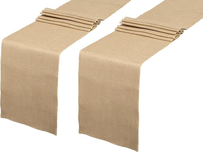 2 Pack Natural Burlap Table Runners (12 x 72 Inch) | Rustic Jute Table Runners for Wedding, Farmhouse, Thanksgiving, Coffee Table Decor Cover, Fall Décor & Parties