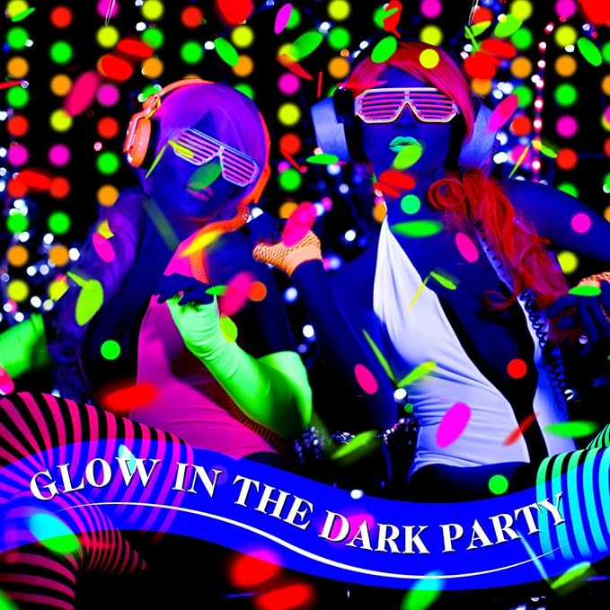 Deekin 10000 Pieces Neon Confetti 5 Colors Confetti Party Table Decor Fluorescent Neon Party Supplies Glow in The Dark Paper Tissue Paper for Birthday, Wedding Supplies(Round Style)