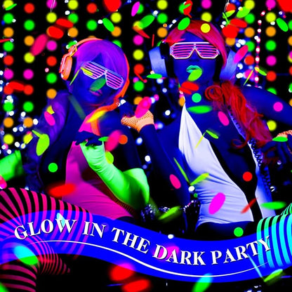 Deekin 10000 Pieces Neon Confetti 5 Colors Confetti Party Table Decor Fluorescent Neon Party Supplies Glow in The Dark Paper Tissue Paper for Birthday, Wedding Supplies(Round Style)