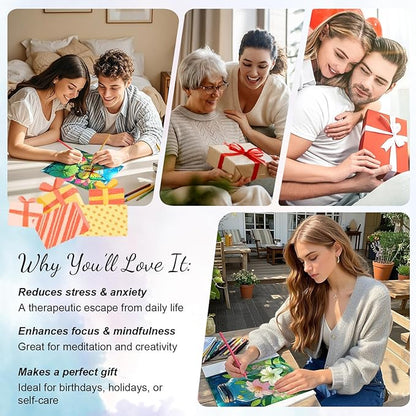 3Pcs Coloring Books for Adults Relaxation, Coloring Book Adult, Libros Para Colorear, Spiral Bound Printed On One Side, Mandala Coloring Book for Adults with 72 Patterns(Mandala & Butterfly & Wishing)