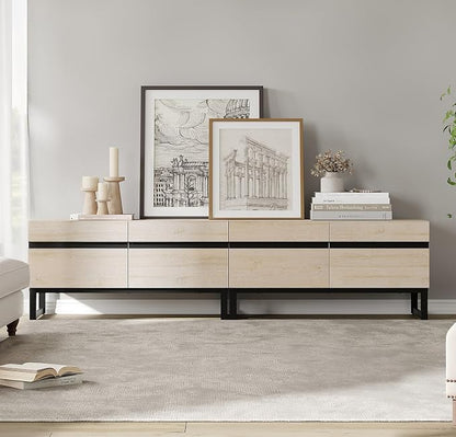 WAMPAT Modern TV Stand for 50-75 Inch TVs, Wood Entertainment Center
