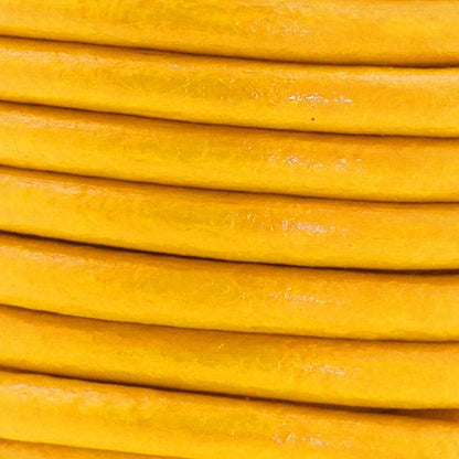 Mandala Crafts Round Genuine Mustard Yellow Leather Cord for Jewelry Making – 5mm Cowhide Leather Rope String Lace for Kumihimo – 4.4 Yards Cowhide Craft Cording Spool