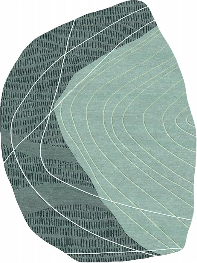 Sage Green Modern Abstract Geometric Stripes Irregular Rug for Living Room Bedroom Home Office Faux Wool Pet Friendly Carpet 10x12 Boho Chic Playroom Nursery Indoor Washable Durable Runner Mats