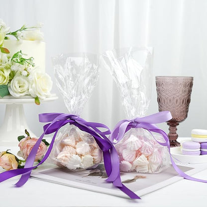 MAYREEL 5 Colors Purple Satin Ribbon 1/2 Inch Thin Ribbon for Gift Wrapping Flower Bouquet Wedding Bridal Shower Crafts Total 50 Yards