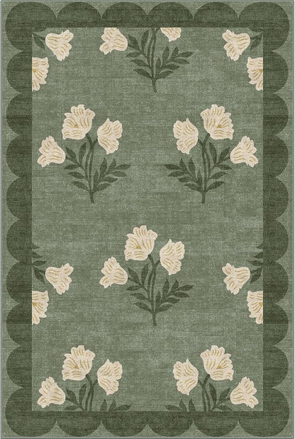 Front Door Mat Outside Entrance - 2x3 Floral Non-Slip Washable Doormat Indoor Outdoor Door Mat Spring Sage Green Floral Entry Rug Small Throw Rugs for Entryway Kitchen Front Porch Decor