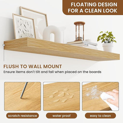 fuqing Floating Shelves for Wall, Wall Mounted Wood Floating Shelf