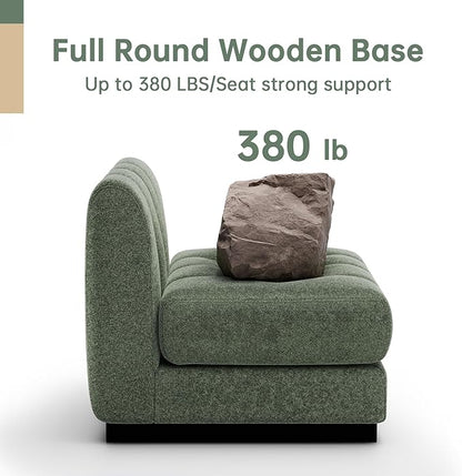 Morden Fort 96" L-Shaped Modular Sectional Sofa, Deep Seat Chenille Couch, Modern Sectional Couch for Living Room Apartment, High Density Foam, Green
