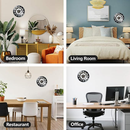 peacoblue Wall Clocks Battery Operated 12 Inch Car Tires Glass Round Wall Clock Non Ticking for Kitchen Living Room Dining Room Bedroom and Bathroom Decor Accessories (Battery not Included)