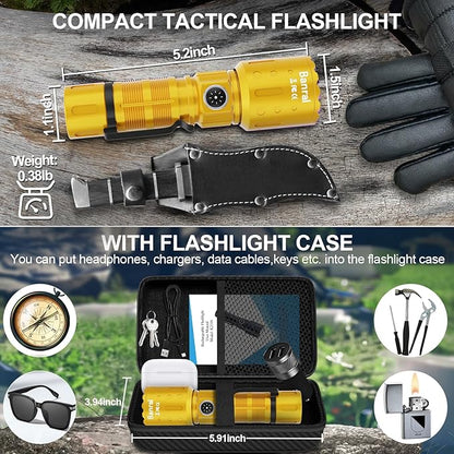 Banral Flashlights High Lumens Rechargeable, Super Bright Long Range Small Powerful Flashlight, 6 Modes LED Tactical Pocket Waterproof Flash Light for Home Emergency (1, Yellow Gold)