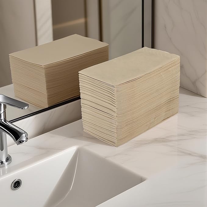 MORGIANA 200-Pack Disposable Paper Napkins, 2-Ply Bamboo Paper Towels Unbleached Disposable Hand Towels for Bathroom & Kitchen