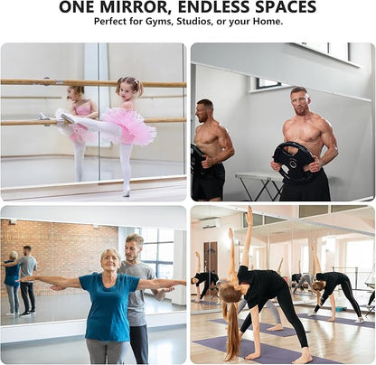 TRAHOME Home Gym Mirror for Wall,60x25x2PCS Full Length,Glass Frameless Body Large Mirror for Home Gym,Workout,Bedroom,Garage(Silver)